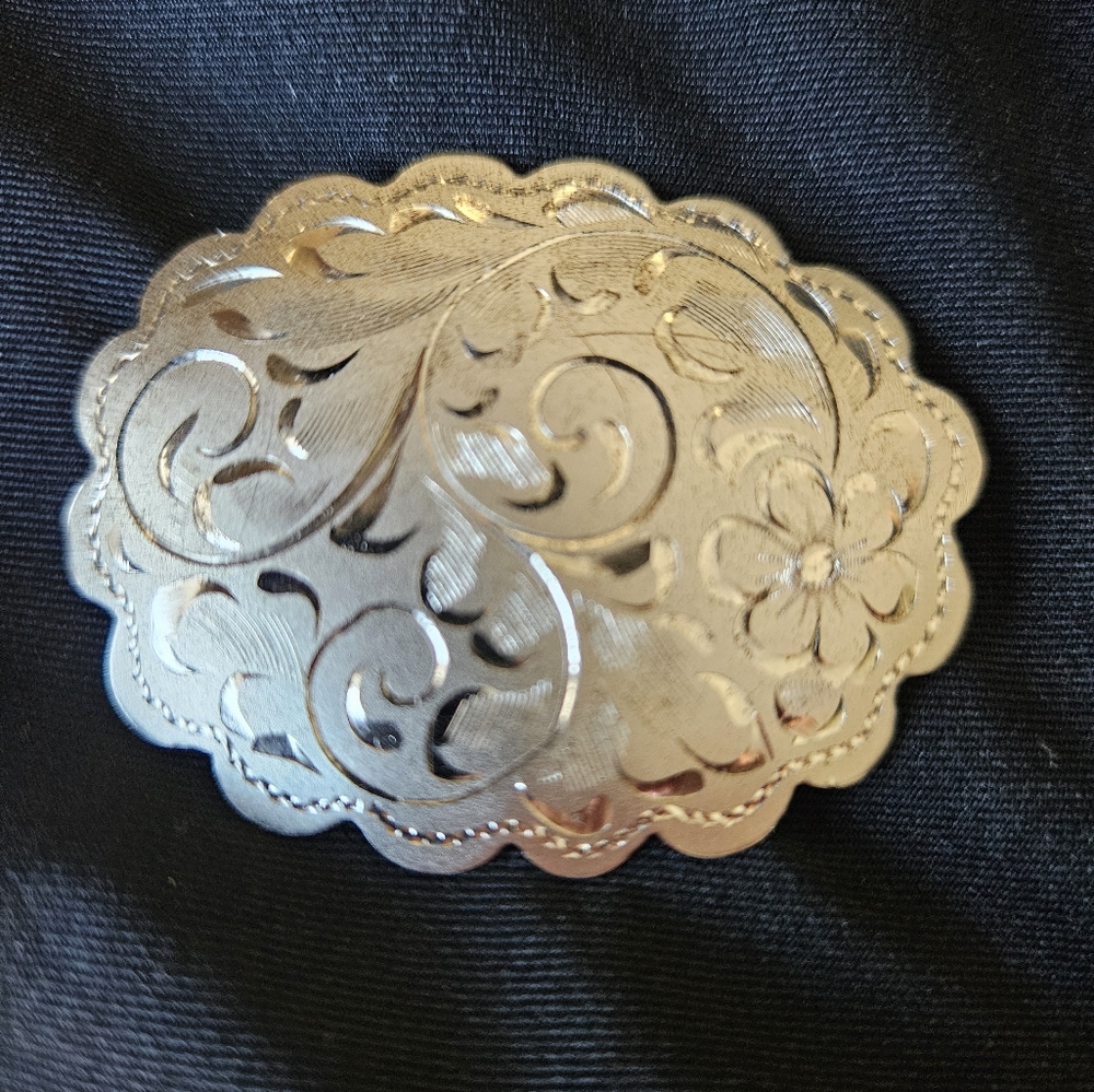 Vintage Sterling Silver Forstner Brooch with Engraved Floral Design